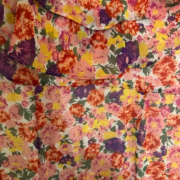 Wayf Pink and Purple Floral Tiered Ruffle dress - Picture 7 of 8